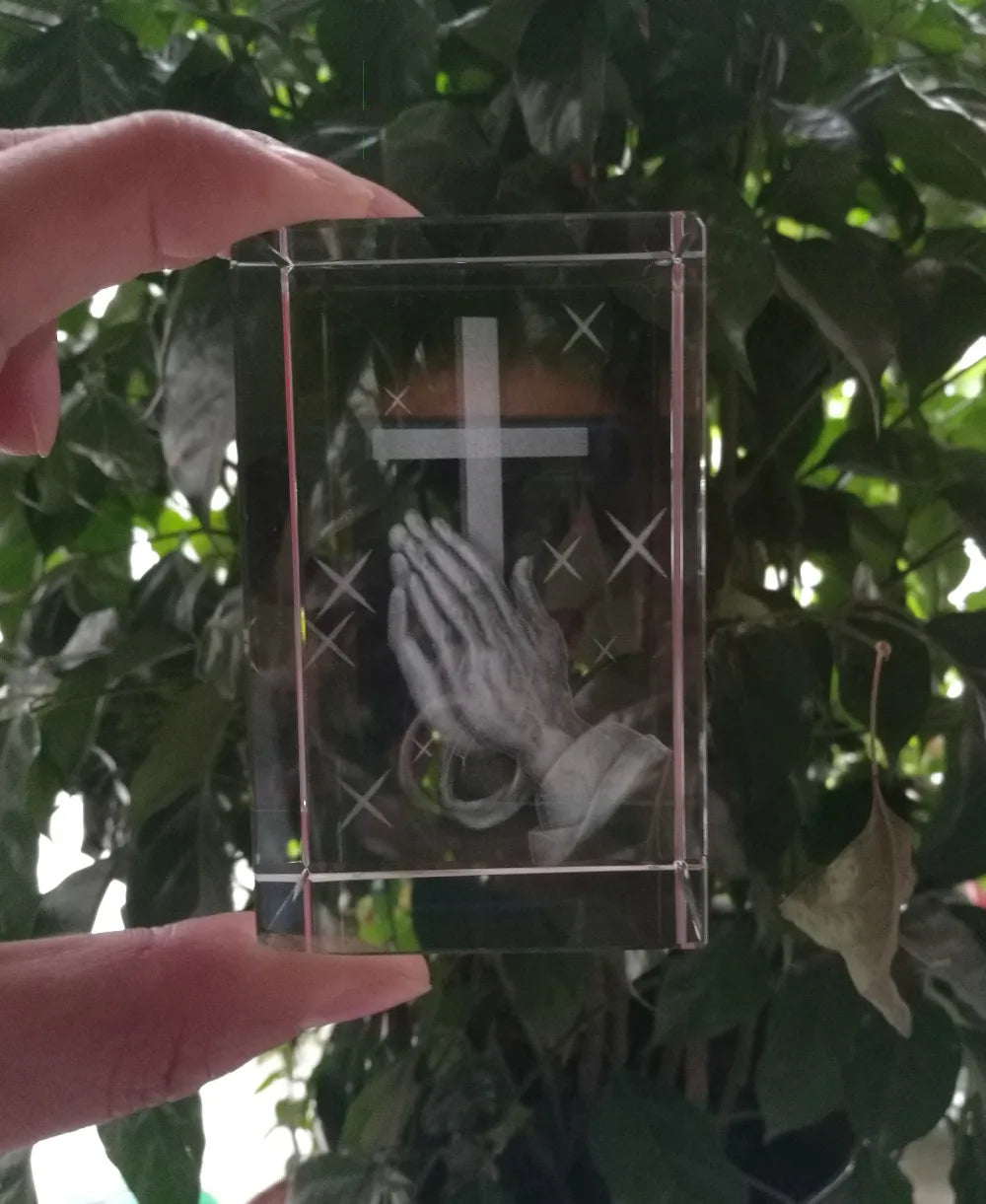 Santo Jesus Estátua de Oração Religiosa, Talismã de Segurança Doméstica, 3D Estátua de Cristal, Religiosa Virgem Orar, Presente religioso, Jesus Cristo