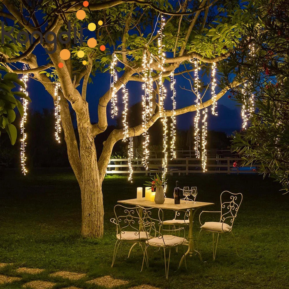 2.4m led luzes da corda de sincelo natal jardim árvore decoração natal luz de fadas guirlanda festa ao ar livre pátio decoração rua