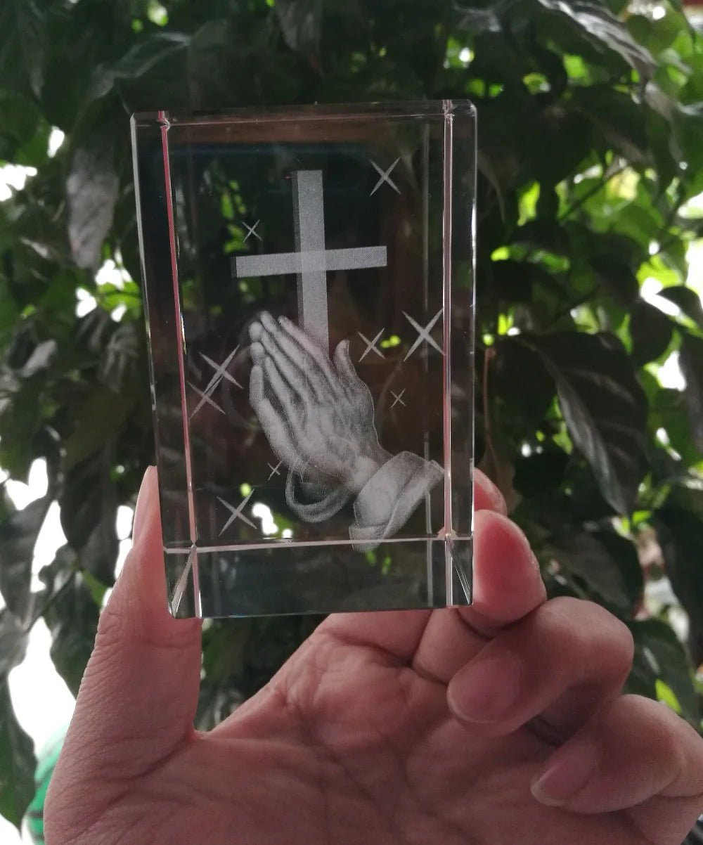 Santo Jesus Estátua de Oração Religiosa, Talismã de Segurança Doméstica, 3D Estátua de Cristal, Religiosa Virgem Orar, Presente religioso, Jesus Cristo