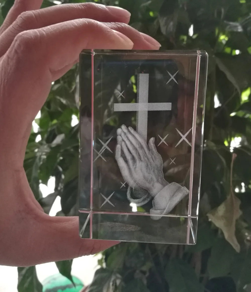 Santo Jesus Estátua de Oração Religiosa, Talismã de Segurança Doméstica, 3D Estátua de Cristal, Religiosa Virgem Orar, Presente religioso, Jesus Cristo