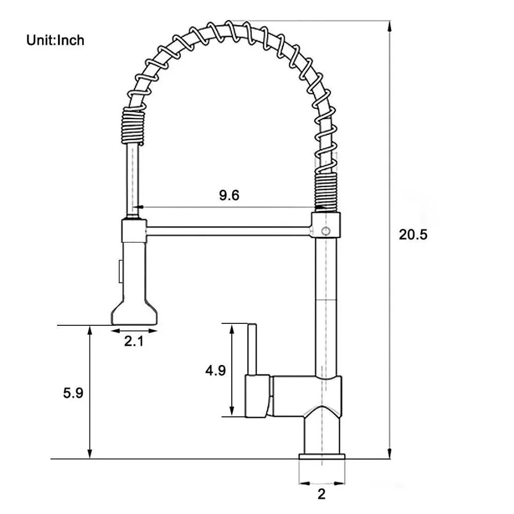 Fapully Contemporary Single-Handle Kitchen Sink Faucet 2-Function Pull-Down Sprayer Brushed Nickel Brass for Bathroom Use