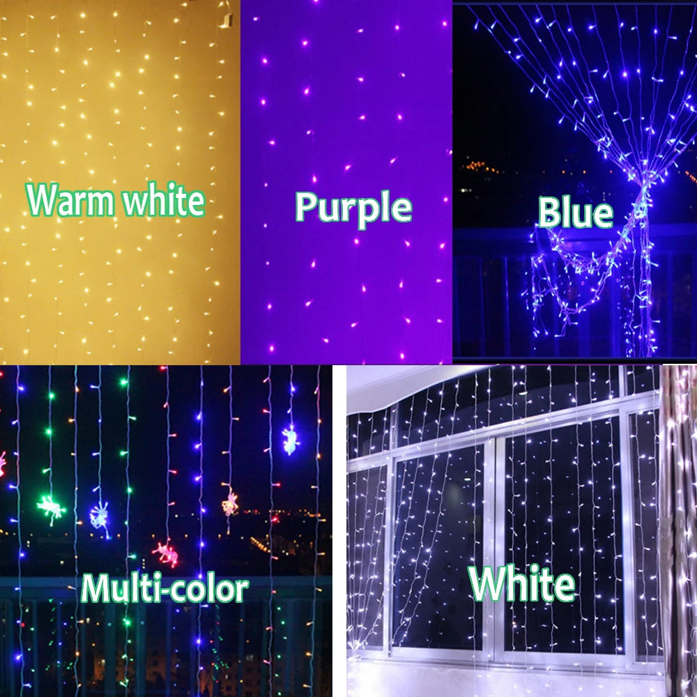 Cortina de led luzes da corda natal luzes de fadas guirlanda para o ano novo casa pátio festa casamento casa decoração ao ar livre