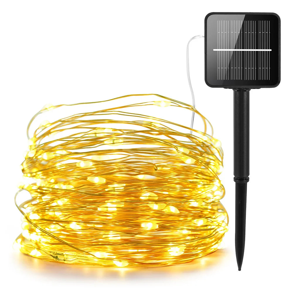 Led ao ar livre solar lamps10m/20m/30m/50m leds luzes da corda de fadas feriado festa natal guirlandas jardim solar à prova dwaterproof água luz