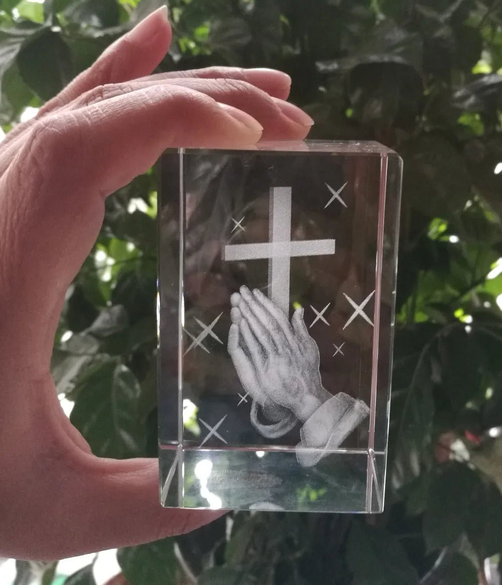 Santo Jesus Estátua de Oração Religiosa, Talismã de Segurança Doméstica, 3D Estátua de Cristal, Religiosa Virgem Orar, Presente religioso, Jesus Cristo