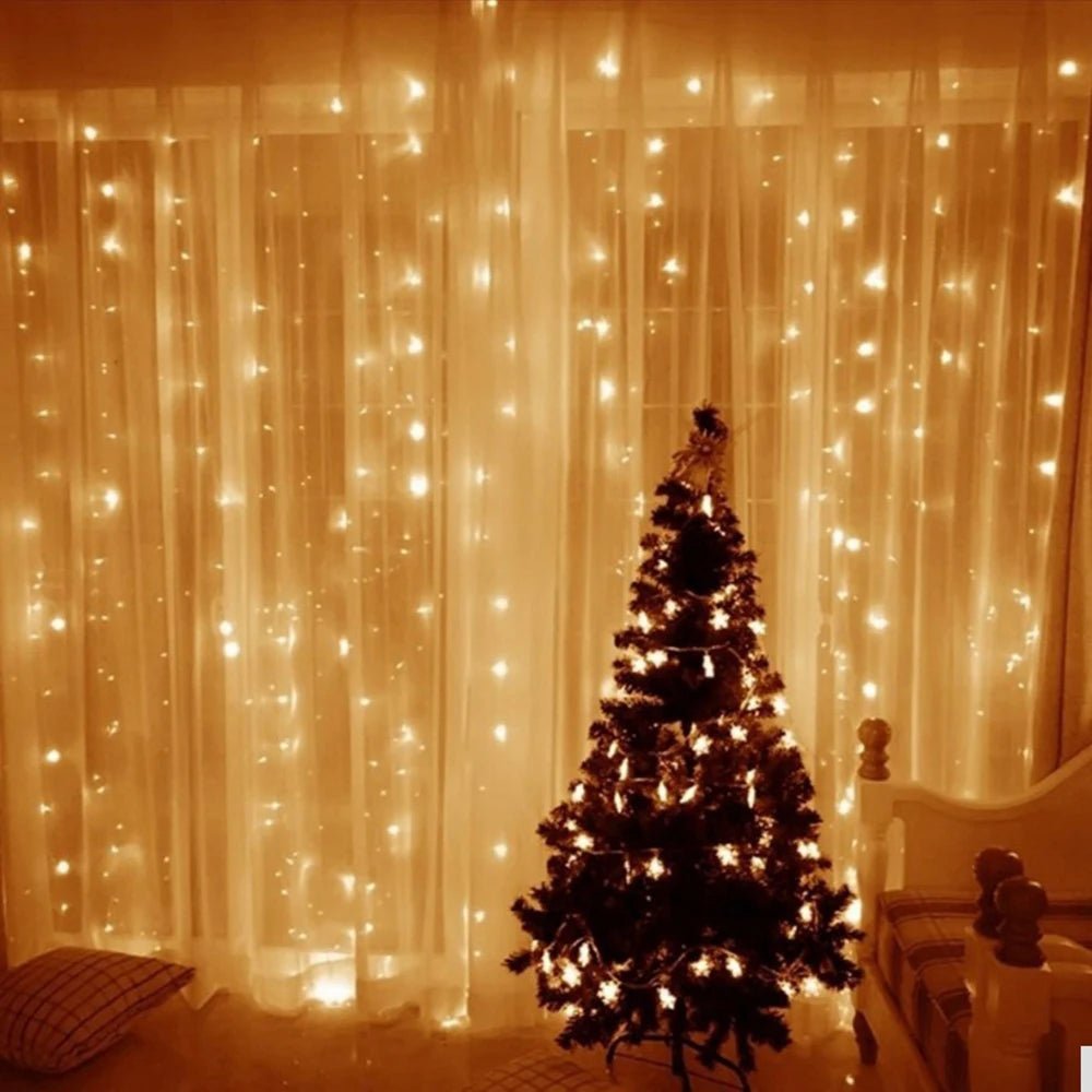 Cortina de led luzes da corda natal luzes de fadas guirlanda para o ano novo casa pátio festa casamento casa decoração ao ar livre
