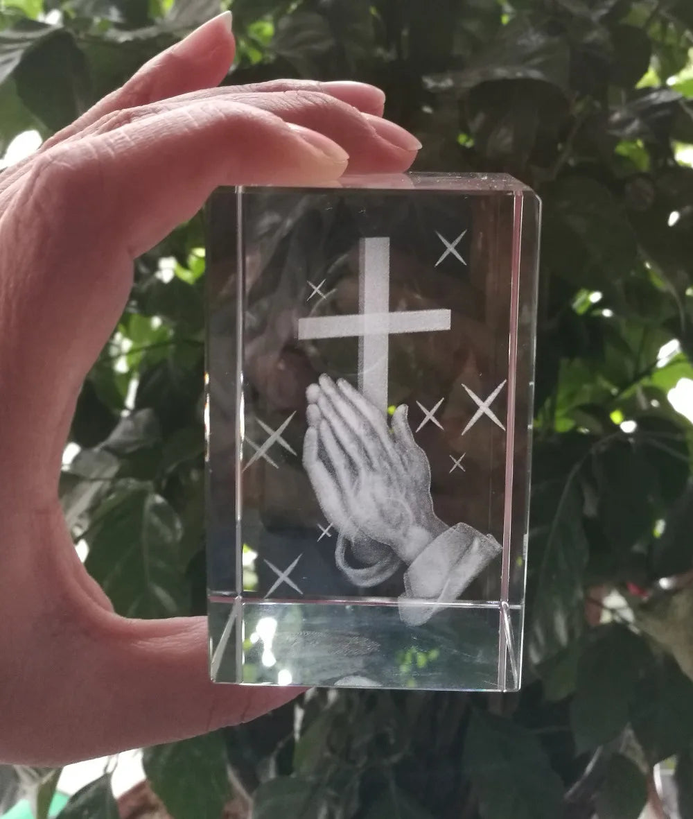 Santo Jesus Estátua de Oração Religiosa, Talismã de Segurança Doméstica, 3D Estátua de Cristal, Religiosa Virgem Orar, Presente religioso, Jesus Cristo