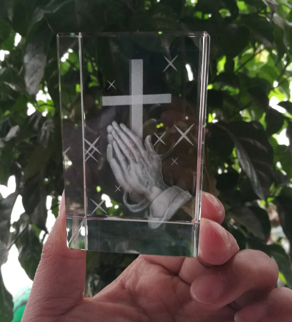 Santo Jesus Estátua de Oração Religiosa, Talismã de Segurança Doméstica, 3D Estátua de Cristal, Religiosa Virgem Orar, Presente religioso, Jesus Cristo