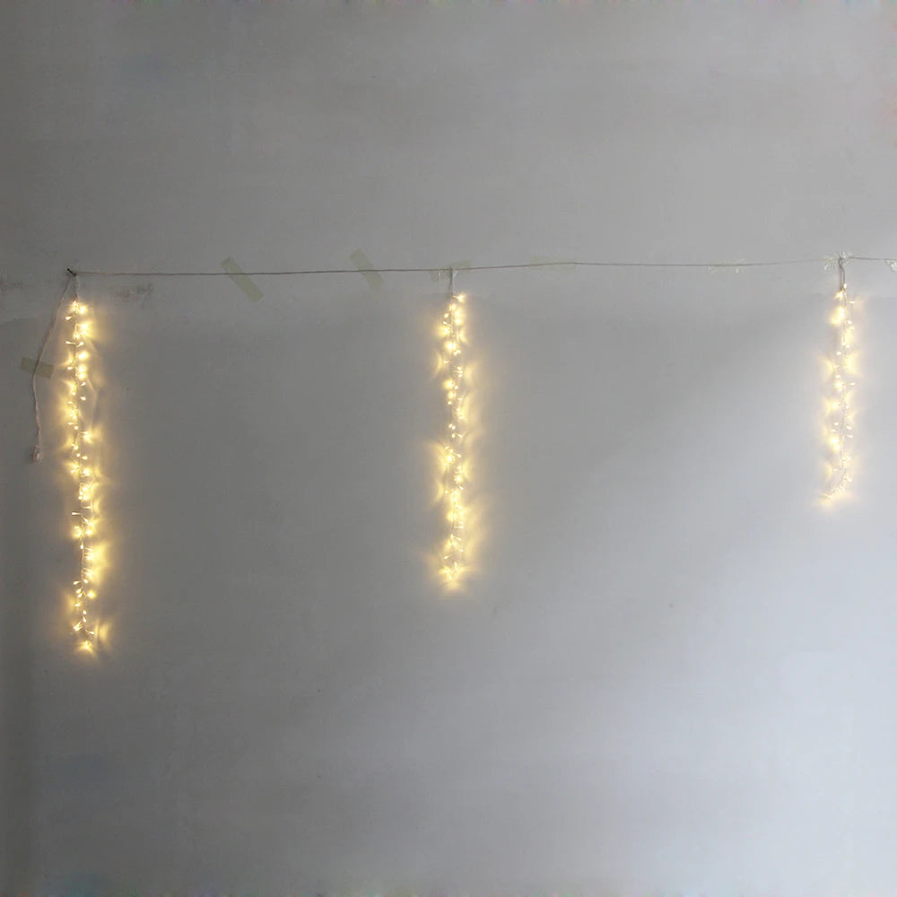 2.4m led luzes da corda de sincelo natal jardim árvore decoração natal luz de fadas guirlanda festa ao ar livre pátio decoração rua