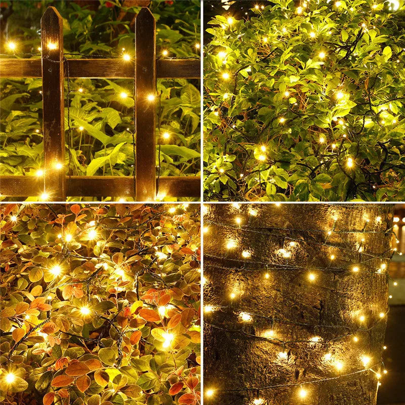 Garland-luzes de led, luz solar, para natal, com bateria, para decoração de casamento, jardim, festas