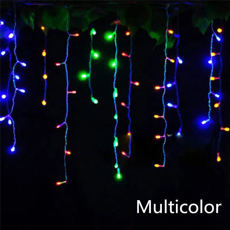 LED Icicle Cortina Icicle String Lights, decoração ao ar livre, luzes decorativas, jardim, festa de Natal, 4m Droop 0.4-0.6m