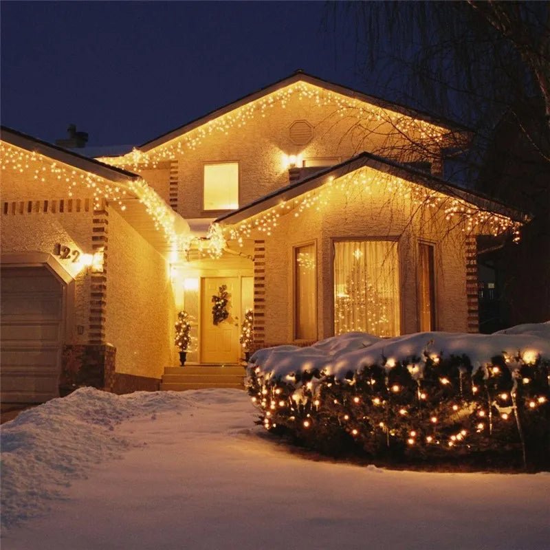 LED Icicle Cortina Icicle String Lights, decoração ao ar livre, luzes decorativas, jardim, festa de Natal, 4m Droop 0.4-0.6m
