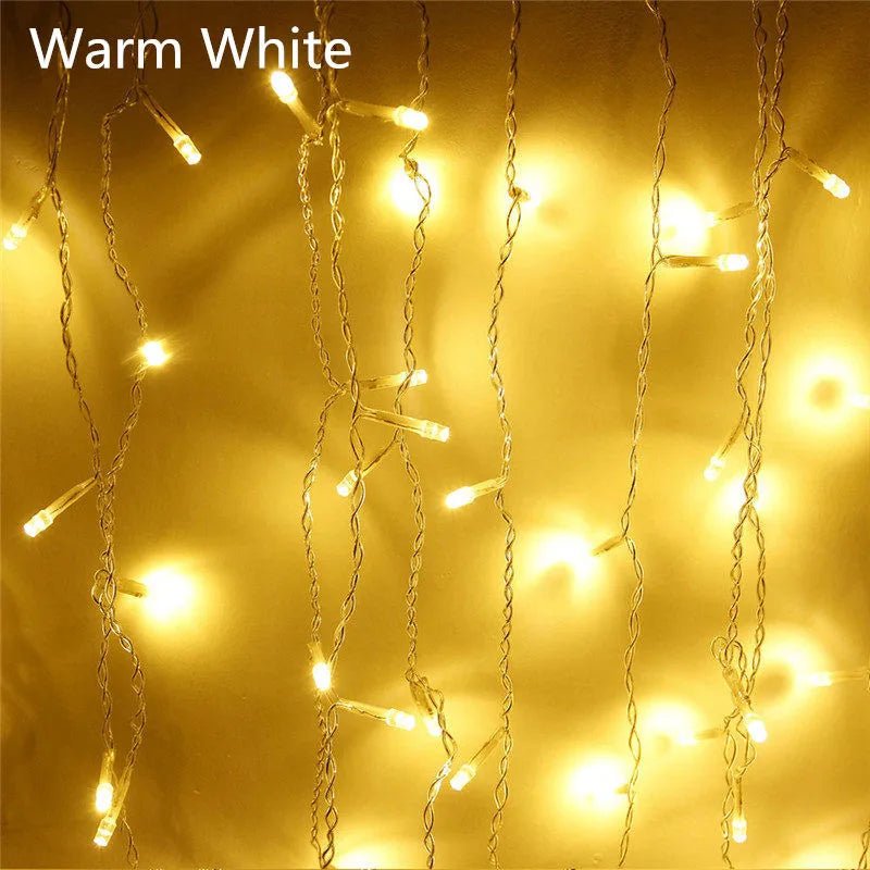 LED Icicle Cortina Icicle String Lights, decoração ao ar livre, luzes decorativas, jardim, festa de Natal, 4m Droop 0.4-0.6m