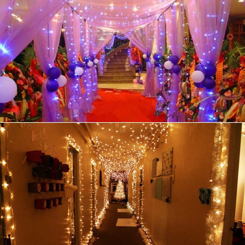 Impermeável LED Garland String Lights, Fairy Light, Árvore de Natal, Decoração do casamento, interior e exterior, 220V, 10m, 20m, 50m, 100m, Lâmpada da UE
