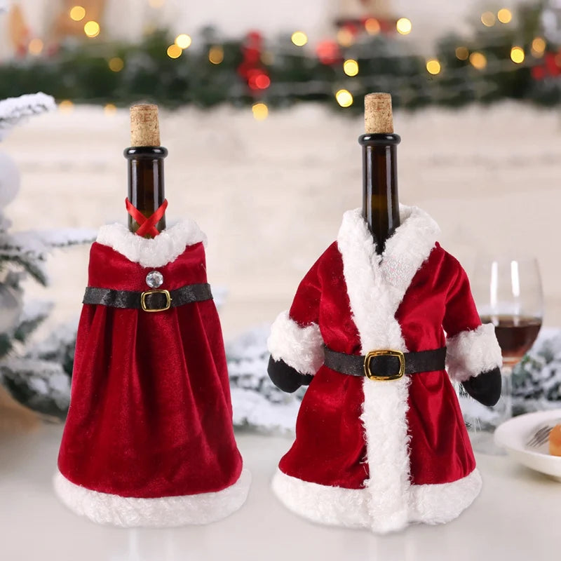 Natal garrafa de vinho capa feliz natal decorações para casa 2025 navidad noel natal ornamentos presente de natal feliz ano novo 2026