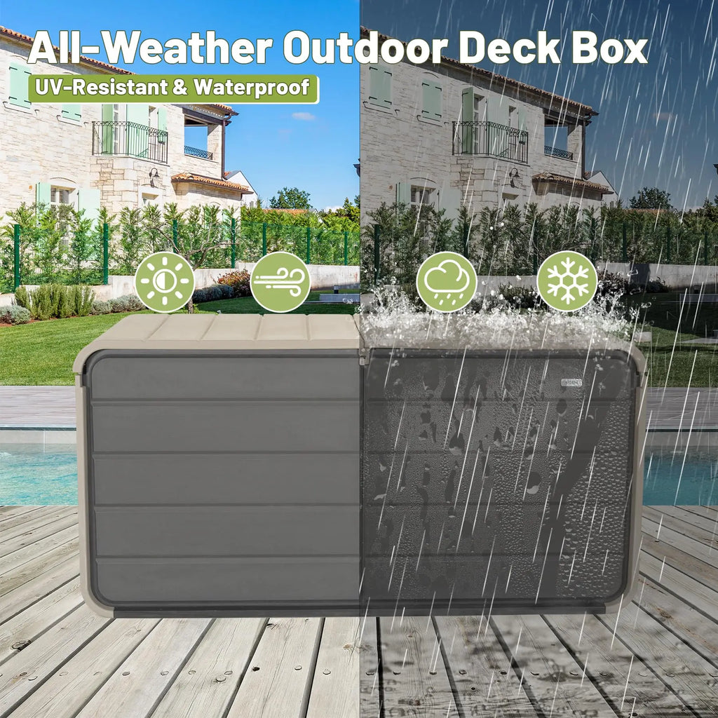 160 Gallons Extra Large Resin Deck Box Heavy-Duty Waterproof Patio Storage for Outdoor Furniture Garden Tools Pool Supplies