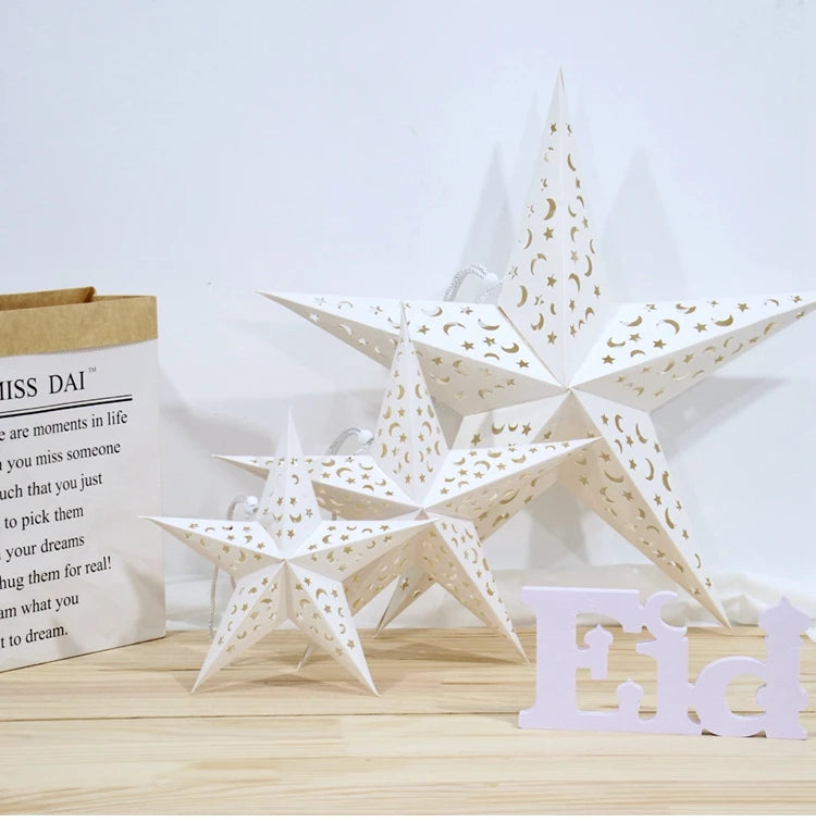Estrela oca pendurado pingentes ramadan decoração 2024 para casa navidad natal noel presentes enfeites de natal ano novo 2024