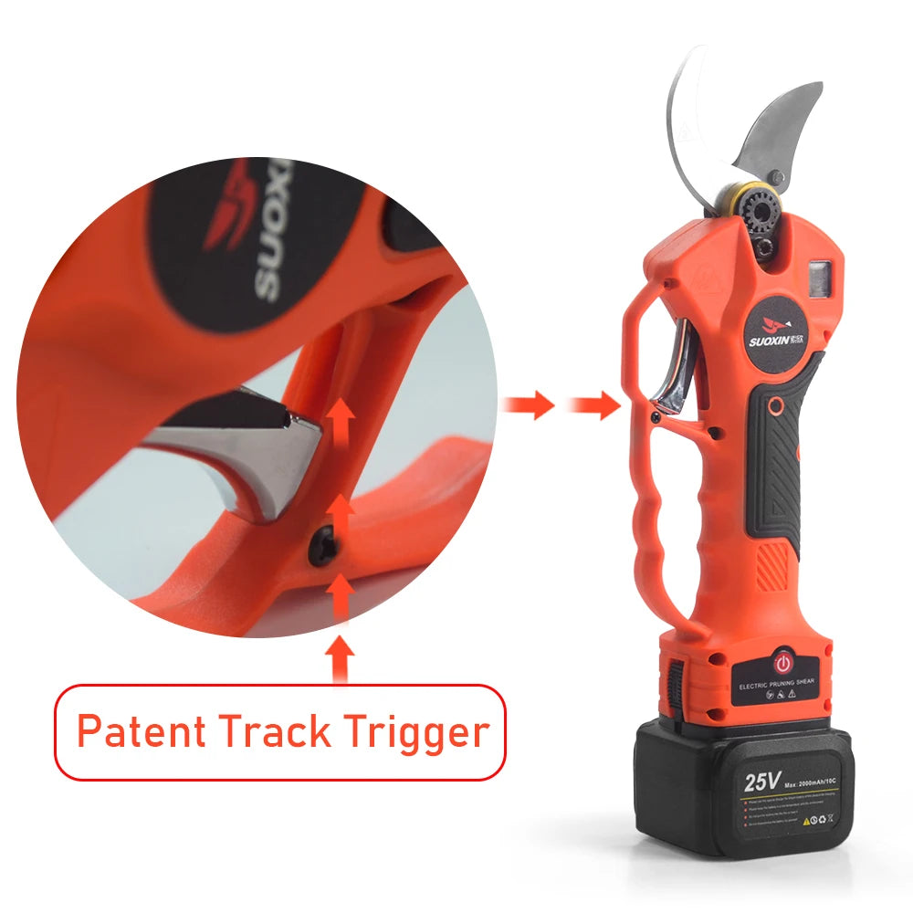Cordless Electric Pruning Shears with LED Display Screen- Professional Tree Branch Pruner with 2Ah Lithium Battery Powered 25V