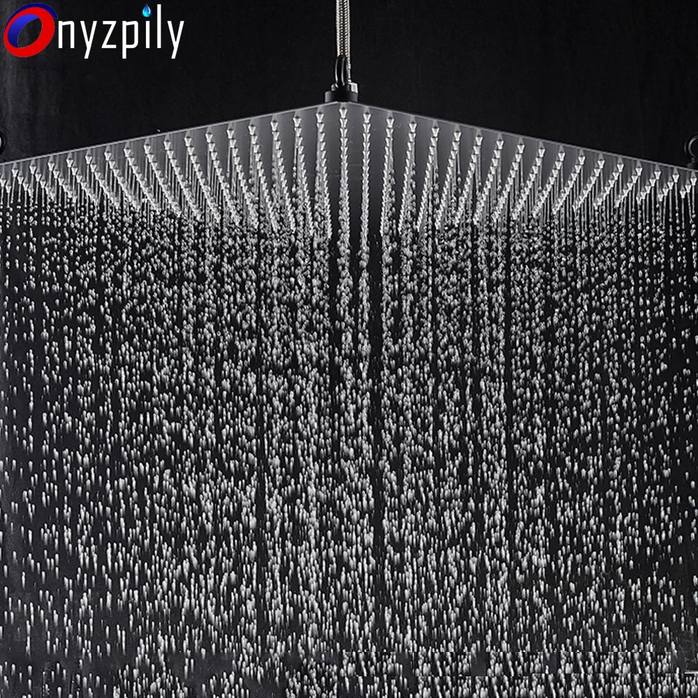 Cabeça de chuveiro de chuva preta com luz LED 20 ''Grande cabeça de torneira de chuveiro de chuva quadrada de latão cabeça que muda de cor