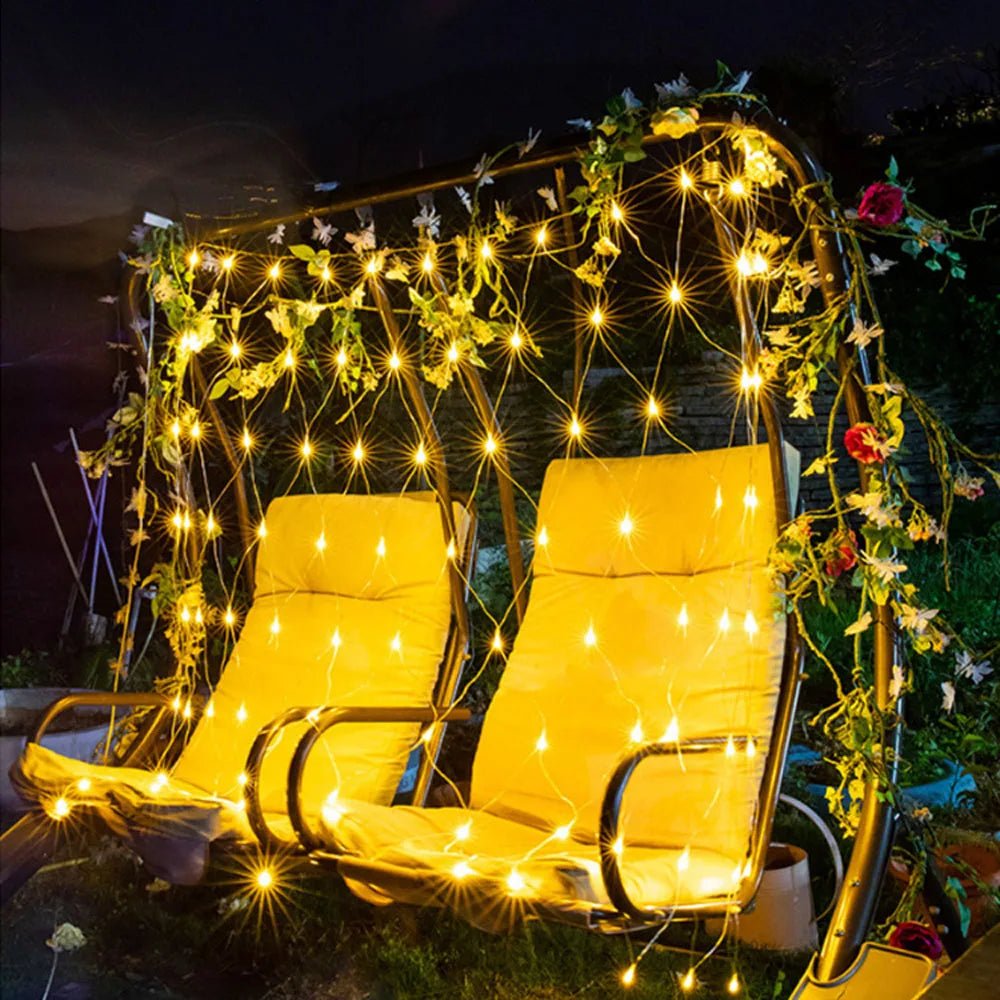 Rede de luzes de natal 6m x 4m led luzes de malha decoração do jardim ao ar livre festão rua guirlanda fada festa de natal decoração de casamento
