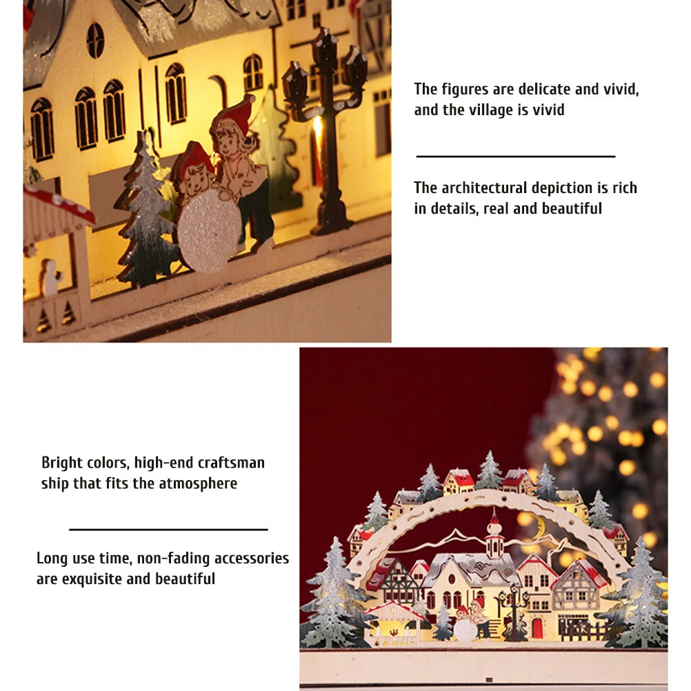 Casa de Natal LED Cena de floresta de Natal Vila de Natal de madeira para decorações de janela de shopping