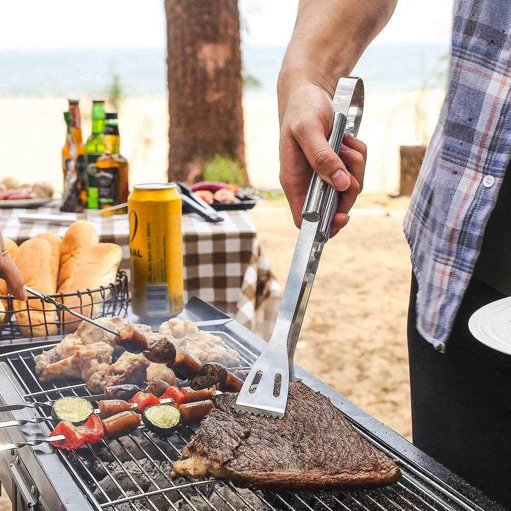 Stainless Steel Barbecue Tools Suit Paper Box Household Outdoor Portable Grill with Cleaning Brush BBQ Combination