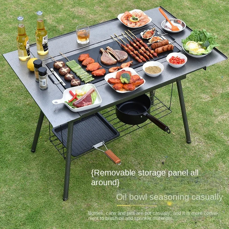 Outdoor Stainless Steel Folding Barbecue Grill New Thickened Household Charcoal Barbecue BBQ Grill for Camping Travel BBQ Grill
