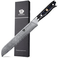 WILDMOK 8-Inch Damascus Serrated Steel Bread Knife with Ergonomic Full Tang Resin Handle Kitchen Knives