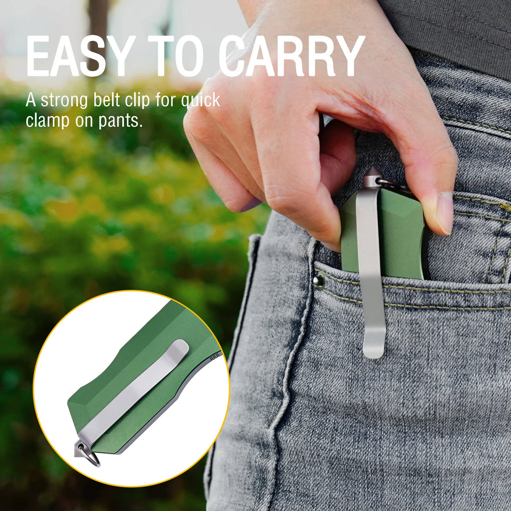 TGZUO Aluminum  Retractable Utility Knife with Window Breaker OTF Slider Pocket Knife CNC Precision Quick Change Blade EDC Tool