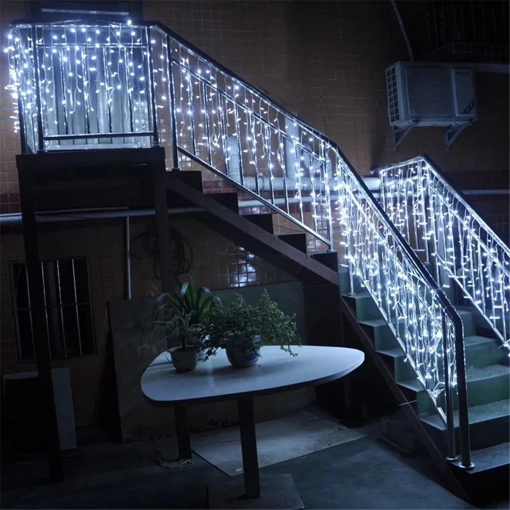 Luzes de natal cachoeira decoração ao ar livre 5m droop 0.4-0.6m luzes led cortina luzes da corda festa ggarden beirais decoração