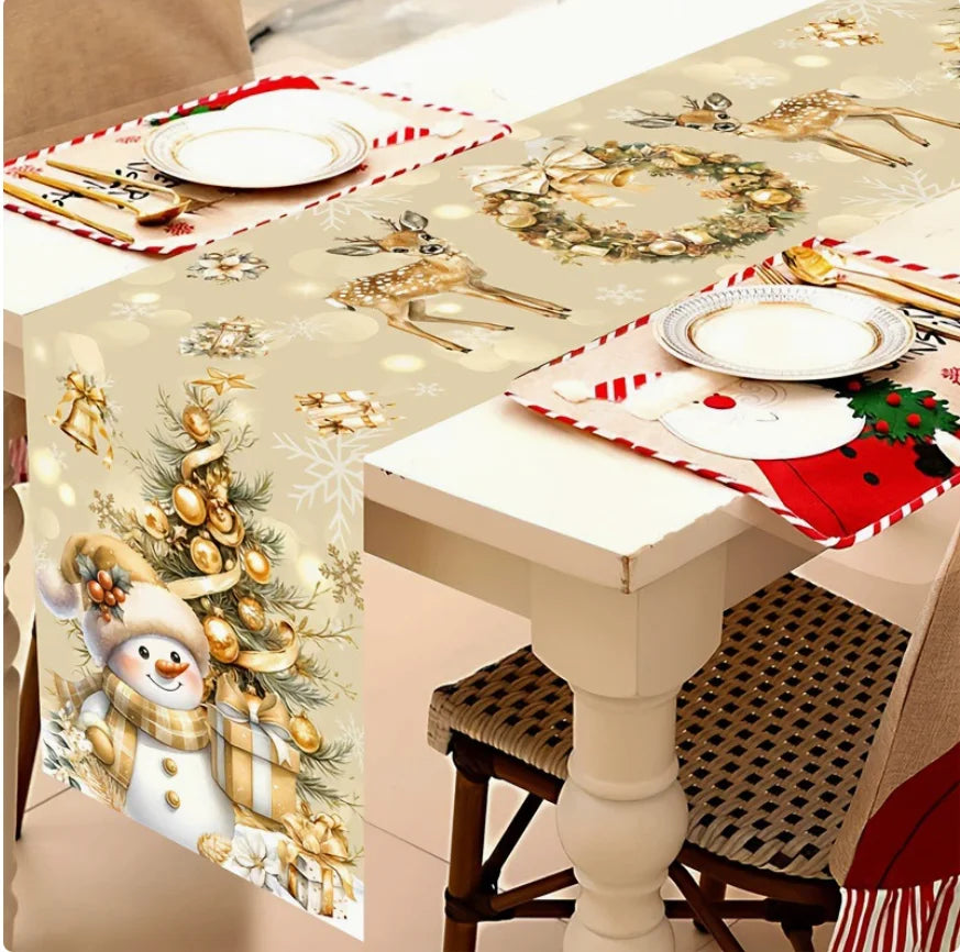 2026 Christmas Table Runner Christmas Decoration for Home Tablecloth Navid Noel Xmas Gifts New Year Natal Drop Shipping