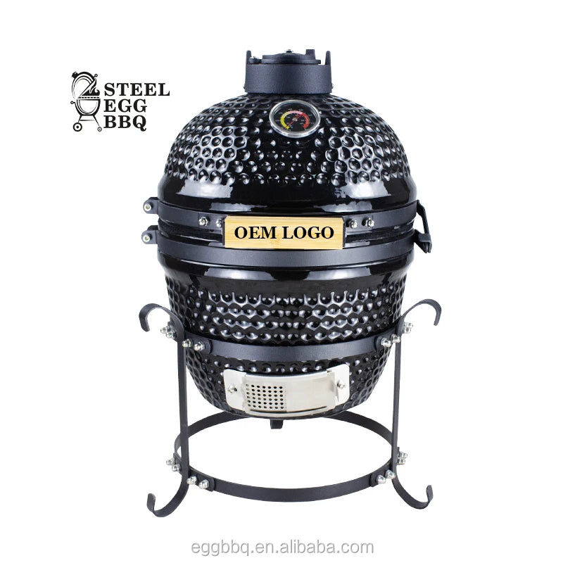 SEB KAMADO 13 Inch Mini Tabletop BBQ Grill Charcoal Ceramic Portable Kamado for Outdoor Kitchen Home and Garden