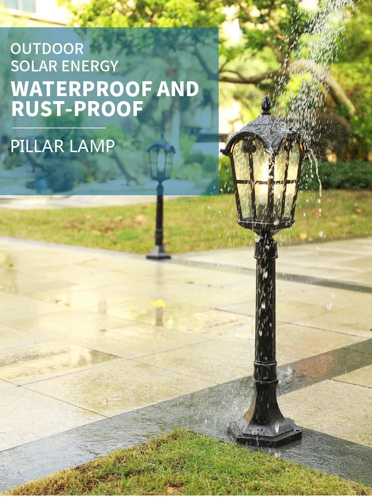 Luzes de LED para Jardim ao Ar Livre, Estilo Vintage Europeu, Impermeáveis IP54, 80CM, Lâmpadas Pretas E27 para Iluminação de Paisagismo em Jardins e Quintais AC85-265V