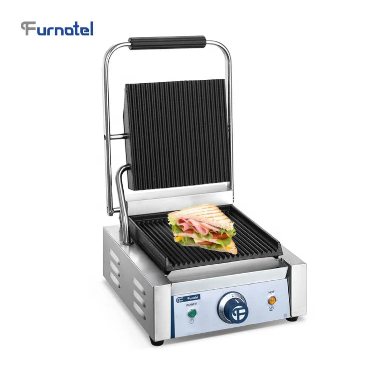 FURNOTEL | Electric Panini Grill Sandwich Makers Fast Heating Grooved Hot Plate