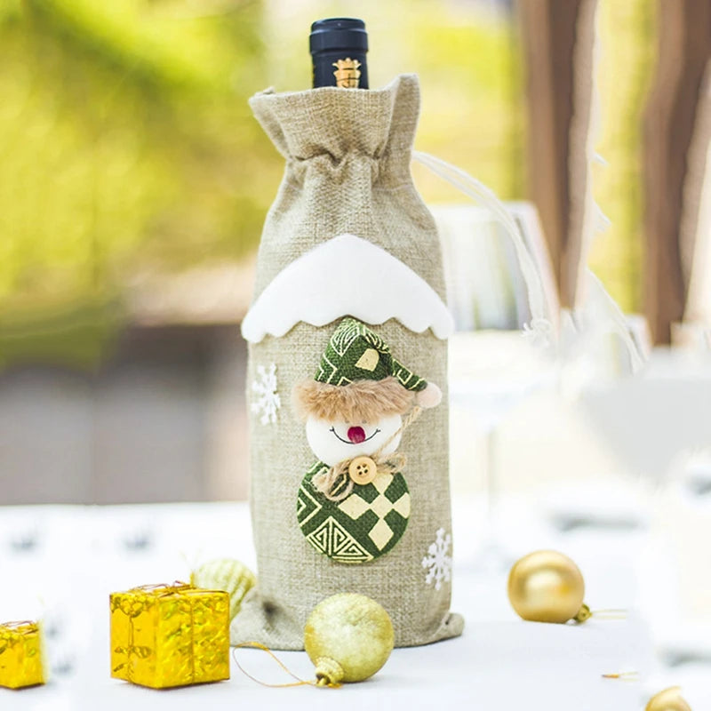 Natal garrafa de vinho capa feliz natal decorações para casa 2025 navidad noel natal ornamentos presente de natal feliz ano novo 2026