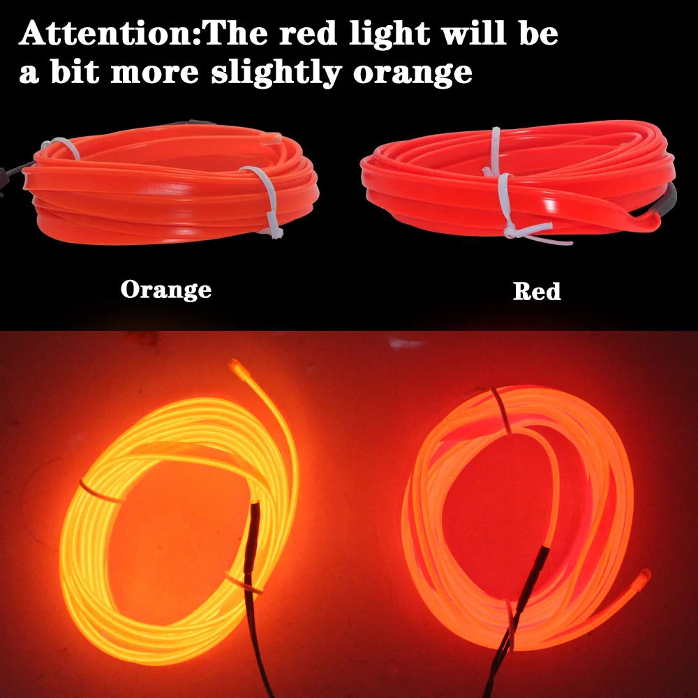 1m/2m/3m/5m interior do carro conduziu a lâmpada decorativa el fiação tira de néon para auto diy flexível luz ambiente festa atmosfera diodo usb
