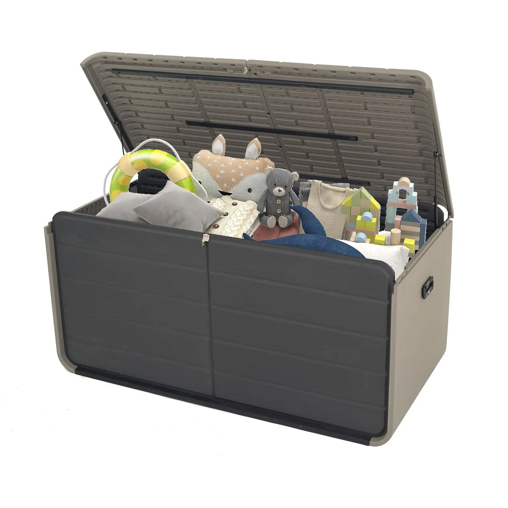160 Gallons Extra Large Resin Deck Box Heavy-Duty Waterproof Patio Storage for Outdoor Furniture Garden Tools Pool Supplies