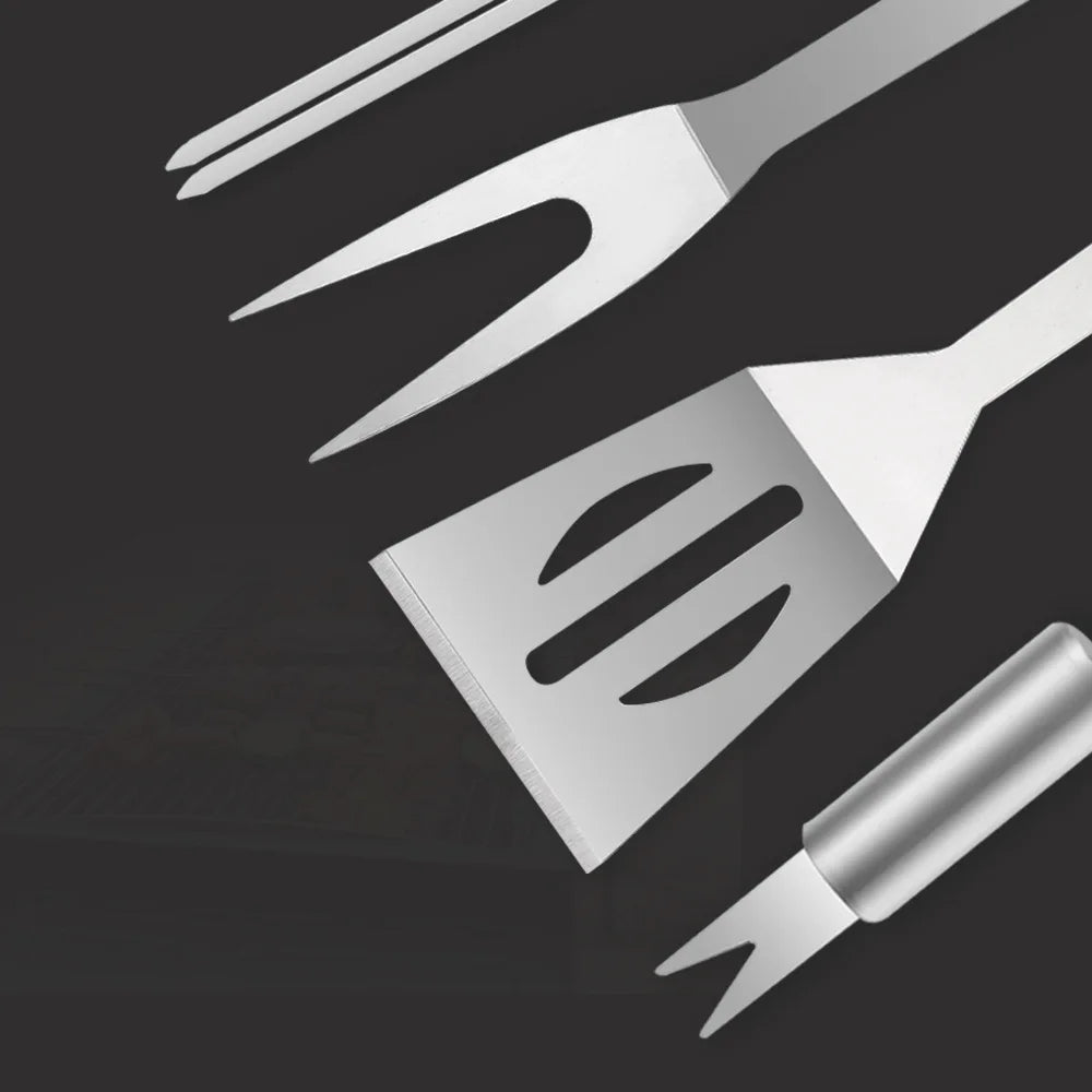 Stainless Steel Barbecue Tools Suit Paper Box Household Outdoor Portable Grill with Cleaning Brush BBQ Combination