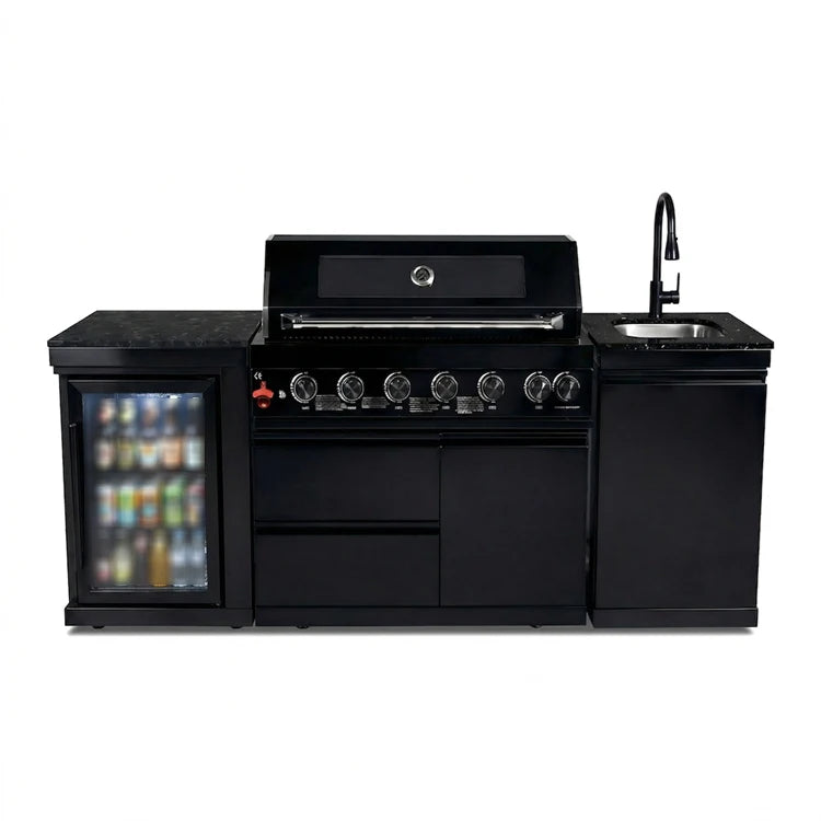 304 Stainless Steel Outdoor Kitchen Bar - 4-Burner Gas Grill Island & Refrigerator - USA Stock Dropshipping Certified
