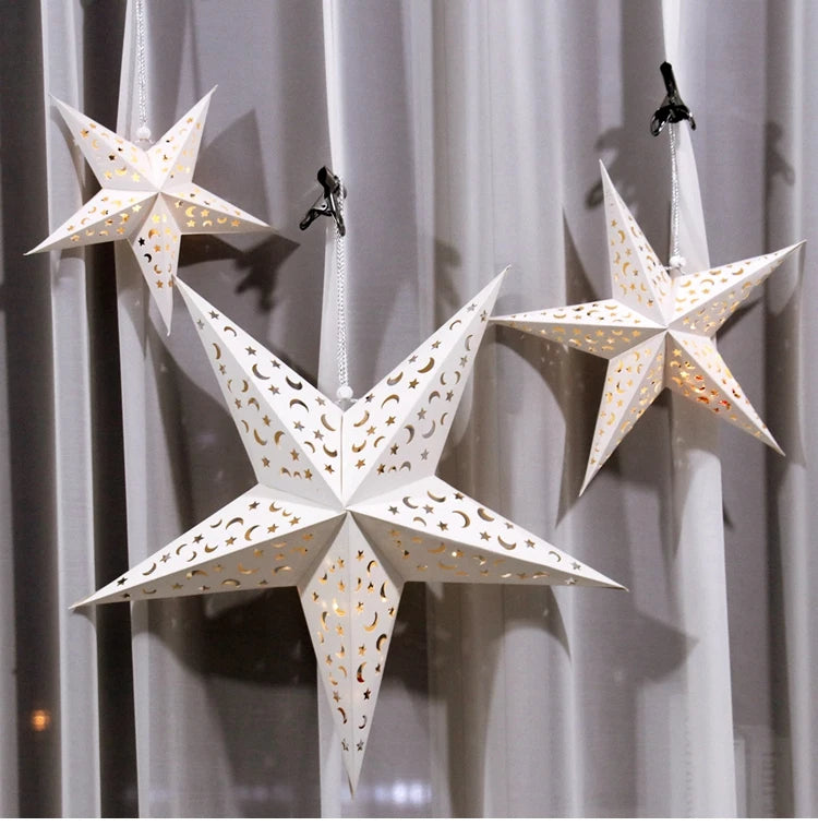 Estrela oca pendurado pingentes ramadan decoração 2024 para casa navidad natal noel presentes enfeites de natal ano novo 2024