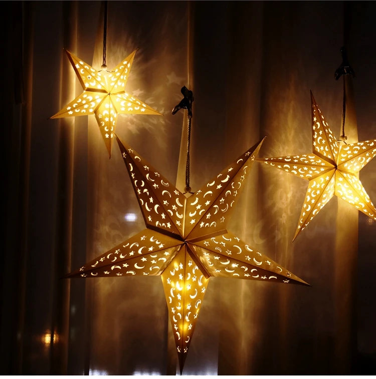 Estrela oca pendurado pingentes ramadan decoração 2024 para casa navidad natal noel presentes enfeites de natal ano novo 2024