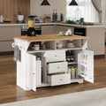 Modern Eco-Friendly MDF Kitchen Cabinet Island Rolling Cart 5-Wheel Drop Leaf Design Folding Dining Table 3 Drawers Spice Rack