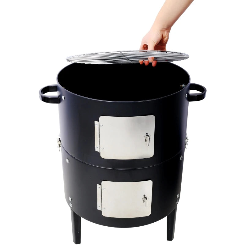 Overseas Stock Free Shipping 17 Inch Steel Charcoal Smoker Heavy Duty Round BBQ Grill for Outdoor Cooking