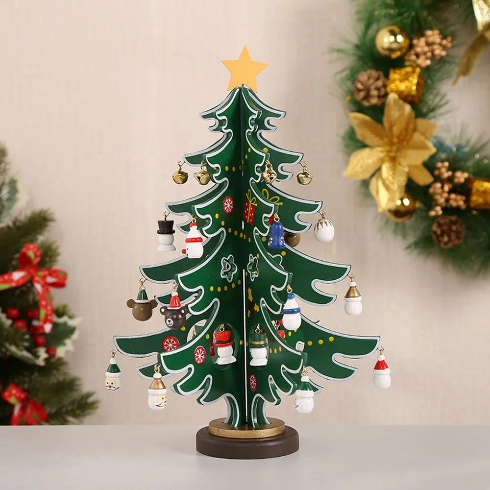 Árvore De Natal De Madeira Decoração Desktop, Brinquedo De Mão, DIY, Montagem, Criativo, Casa, Novo