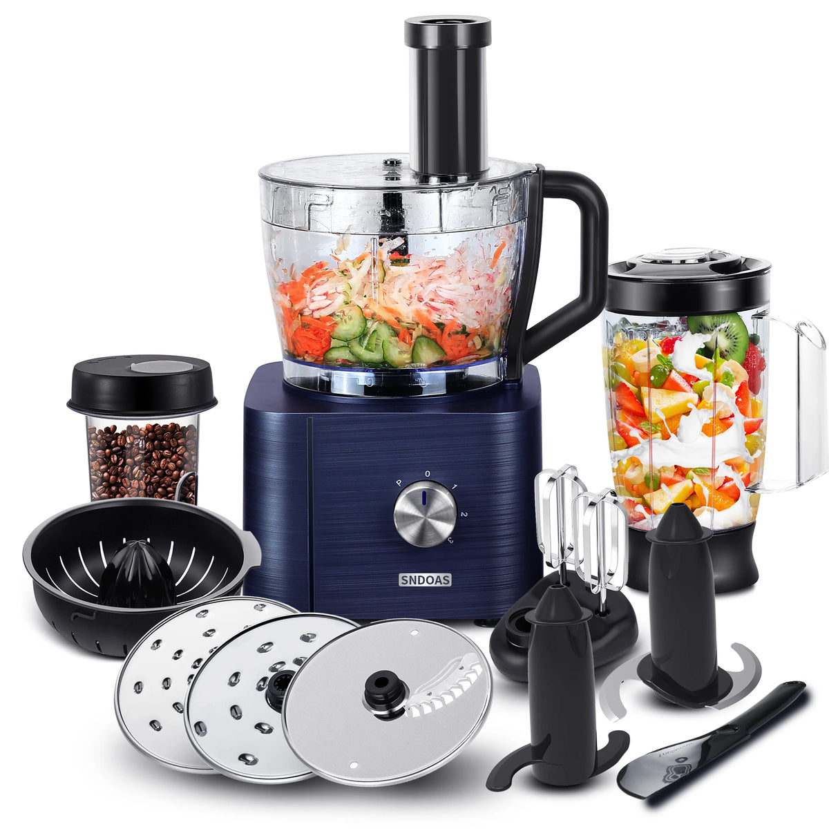 Food Processor, 11-in-1 Food Processor and Blender with Chopping Blending Kneading Grinding Whisking Juicing, 1100W