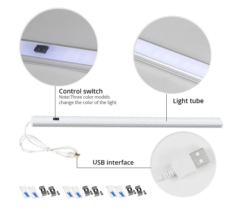Barra de Luz LED em Perfil de Alumínio 30cm 40cm 50cm Iluminação Interna Luminária para Cozinha Armário Decoração de Natal Luzes de Fundo para Parede