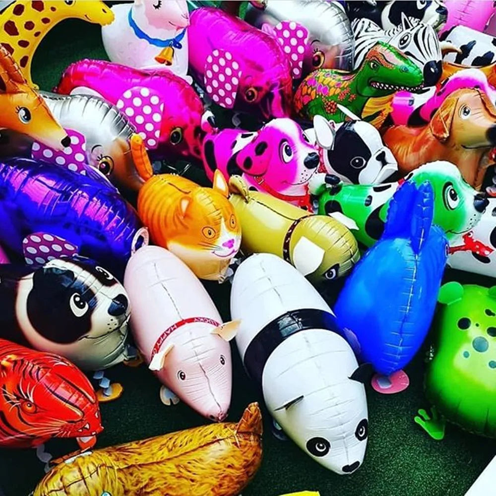 Mixes andando animais balões de hélio bonito gato cão panda dinossauro tigre animal de estimação balões de ar decorações de festa de aniversário crianças e adultos