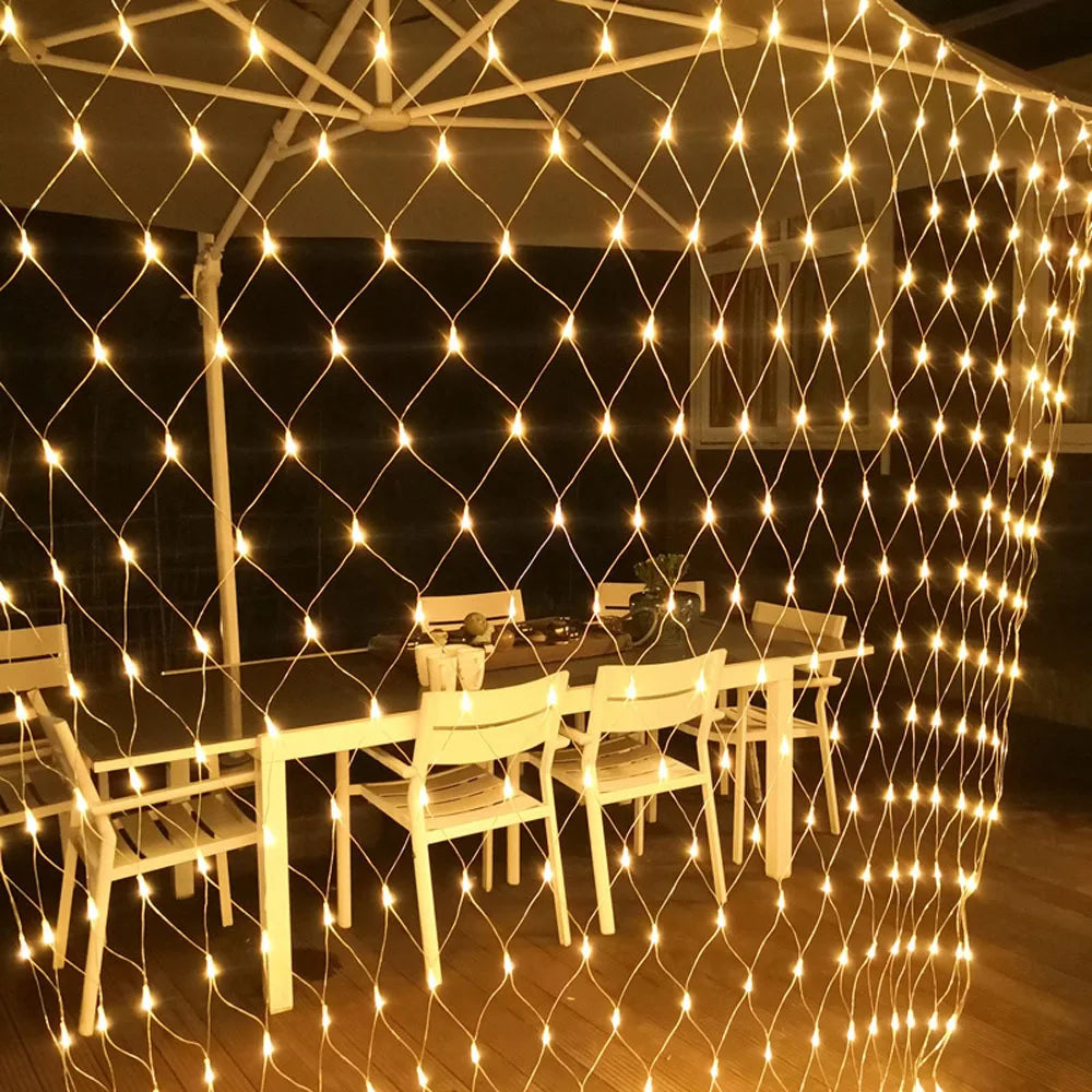 Rede de luzes de natal 6m x 4m led luzes de malha decoração do jardim ao ar livre festão rua guirlanda fada festa de natal decoração de casamento