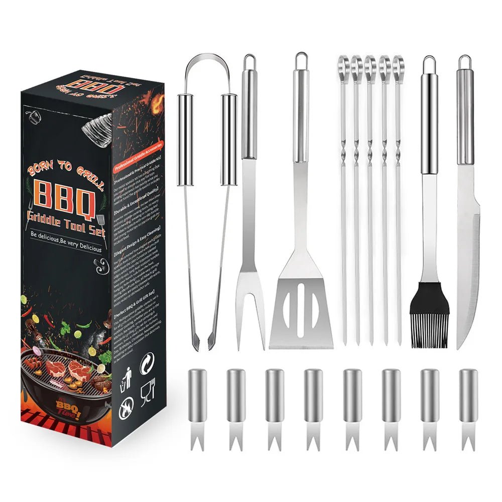 Stainless Steel Barbecue Tools Suit Paper Box Household Outdoor Portable Grill with Cleaning Brush BBQ Combination - Kasa & Pet