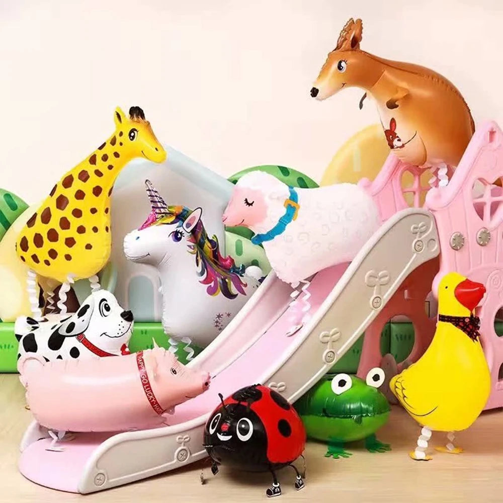 Mixes andando animais balões de hélio bonito gato cão panda dinossauro tigre animal de estimação balões de ar decorações de festa de aniversário crianças e adultos