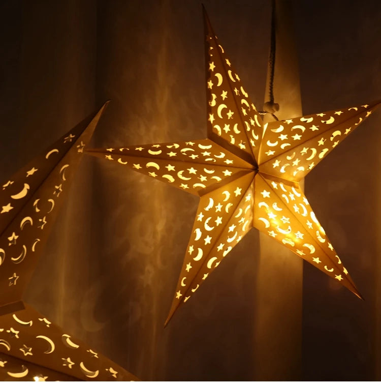Estrela oca pendurado pingentes ramadan decoração 2024 para casa navidad natal noel presentes enfeites de natal ano novo 2024